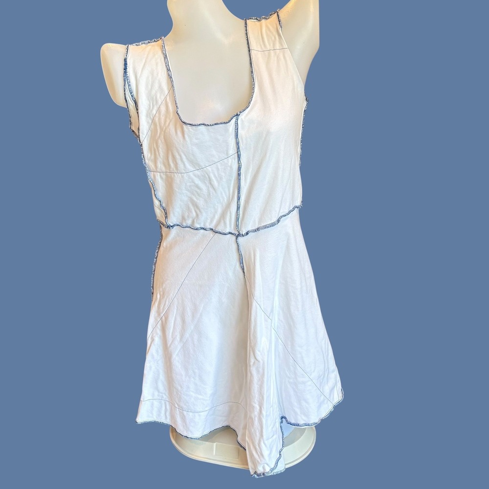 Handmade Designer Artisan Asymmetrical Stitch Lagenlook Dress Wearable Art White